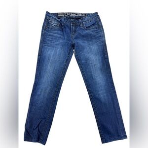 Rock Revival. Blue Skinny Jeans with Faded Whiskering